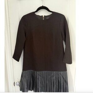 Ted Baker - Black Long Sleeve Faux Leather Pleated Dress - Size 6 - Like New!